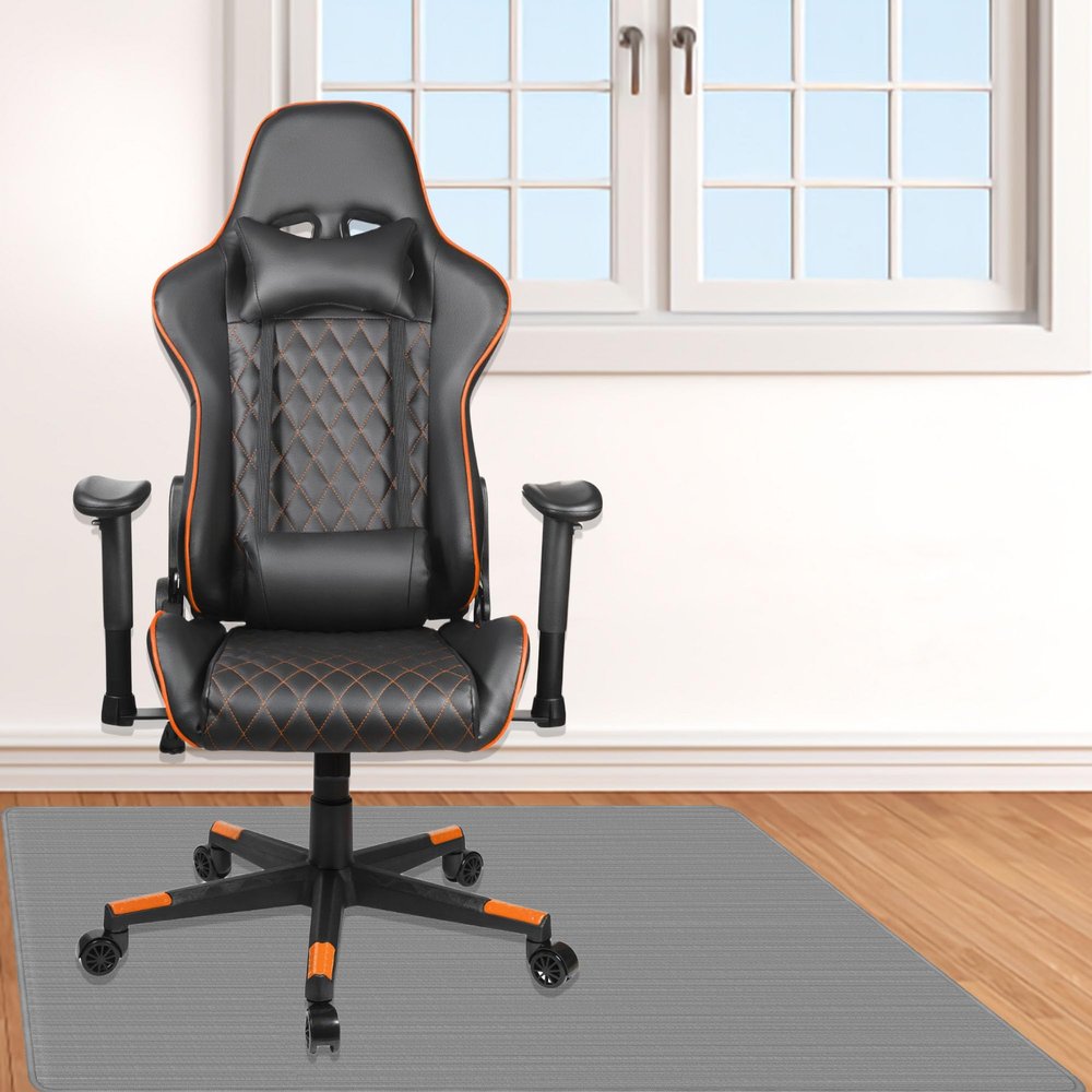 145 x 150 cm Office Chair Mat, Light Gray, for Hard Floors