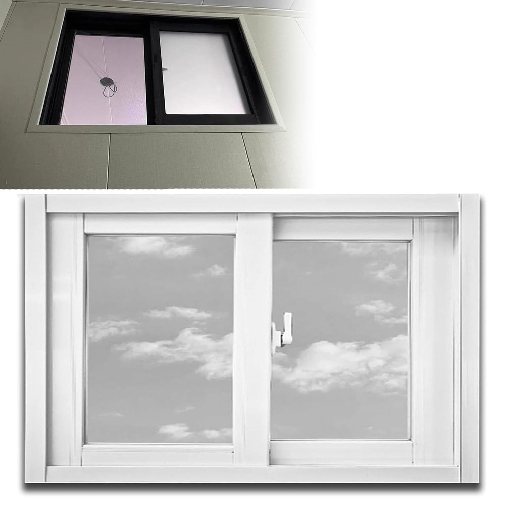 Black Aluminum Sliding Window with Lock, 88.9 x 50.8 cm