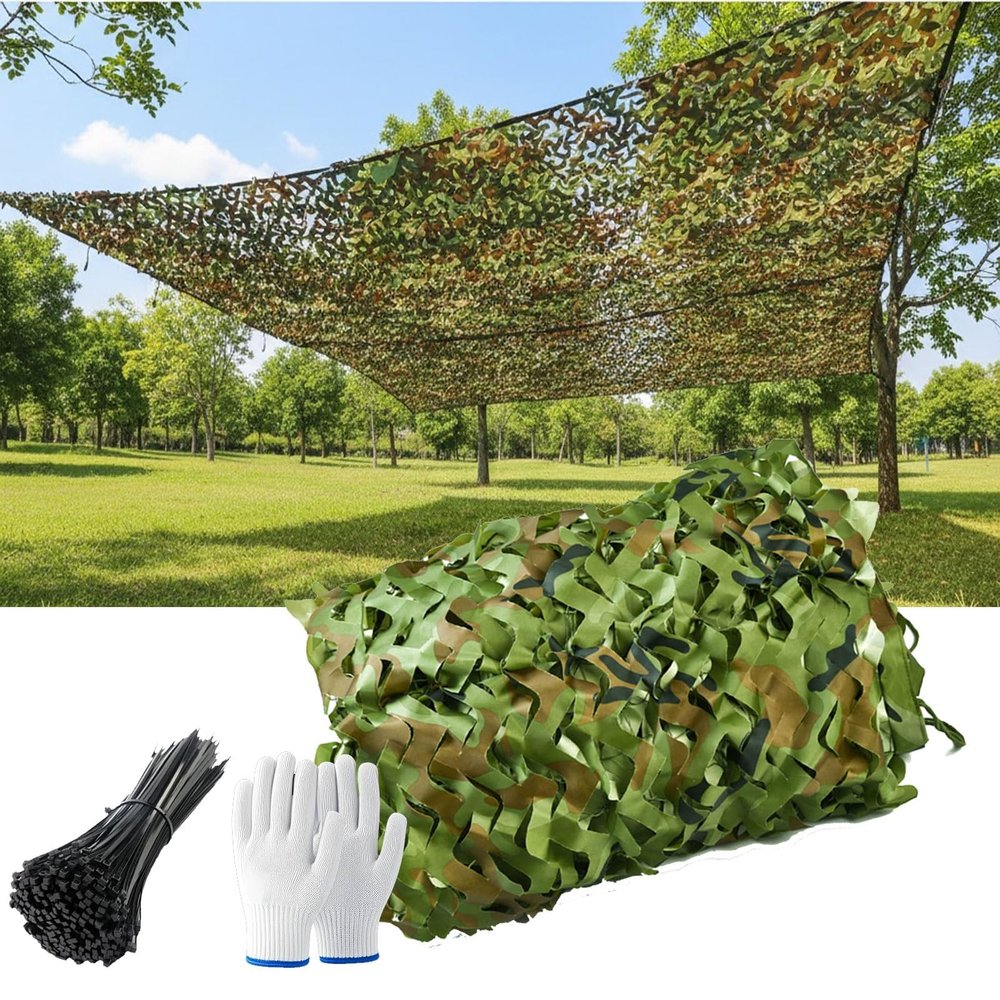 Camouflage Net, Army Camouflage Net, 4x6m, 5x6m, 6x8m, 8x8m, 10x12m, 12x20m, Bulk Roll, Sunshade, Woodland Decor, Hunting Privacy Screen, Outdoor Camping (W7xH17m)
