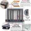Black Aluminum Sliding Window with Tempered Glass, 73 x 35 cm view 2