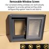 Black Aluminum Sliding Window with Tempered Glass, 73 x 35 cm view 3