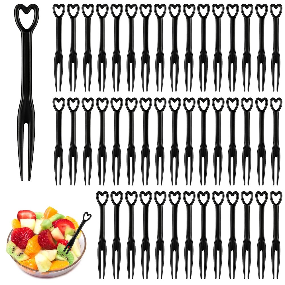 Ebksqs 200 Pcs Black Fruit Forks
