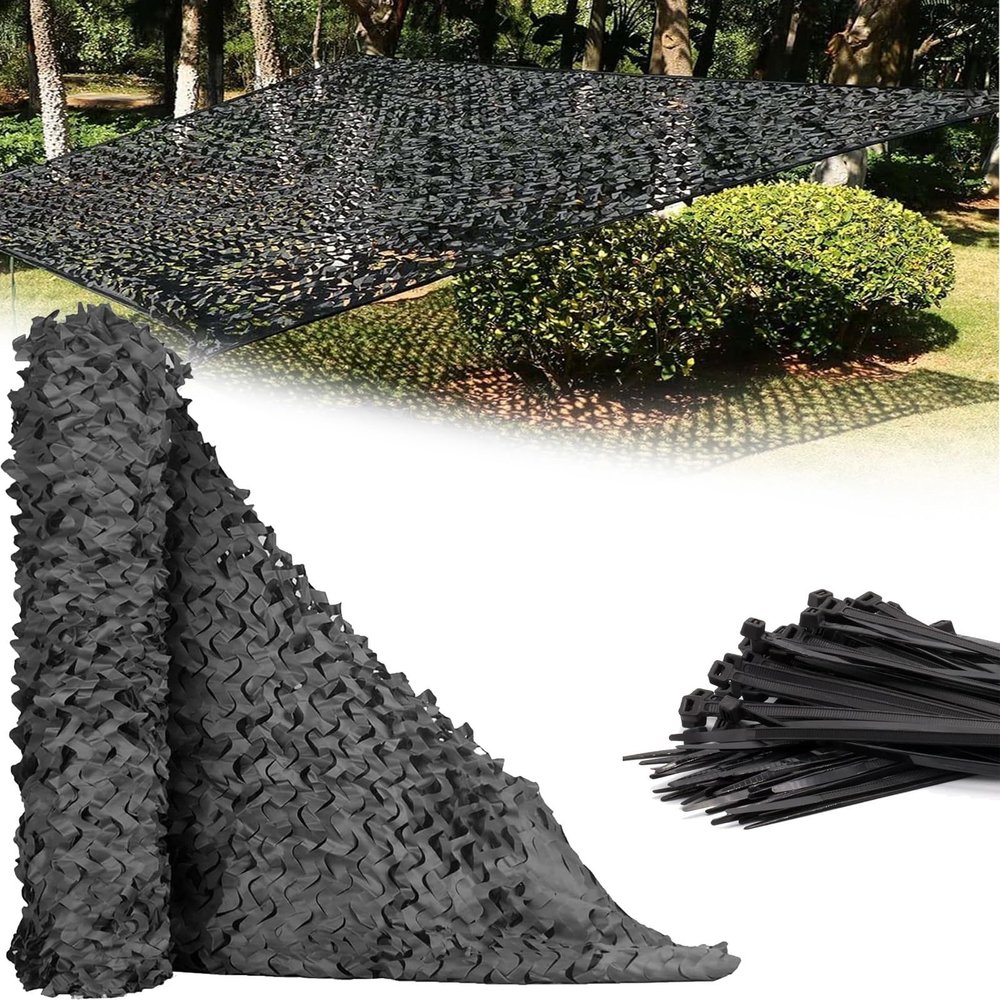 Generic Black Camouflage Net, Sunshade and Privacy Screen for Military Decoration, Hunting, Camping, Terraces and Parties (W4 x H5.5 m)