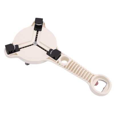 Adjustable 4-in-1 Can and Lid Opener with Non-Slip Stainless Steel Gear, Khaki