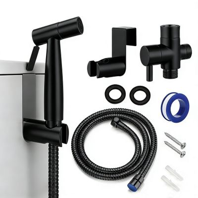Bidet Handheld Sprayer Set for Toilet, SUS304 Stainless Steel, G1/2, Black