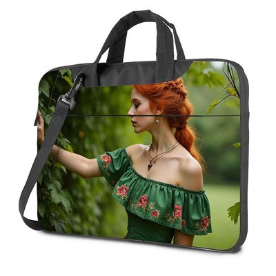 CBRT Computer Backpack for Men, Green with Floral Embroidery, 17-Inch Laptop Travel Backpack, 29 x 40 cm