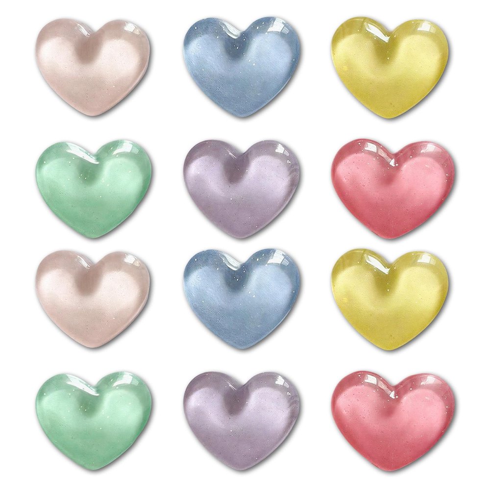 12PCS 3D Glitter Heart Refrigerator Magnets