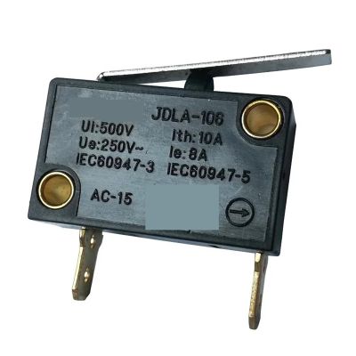 2-Pack JDLA-106 Emergency Stop Switches, 250V 8A, Straight Long Lever, Bent Long Arm Microswitches for Mechanical Equipment (Straight Lever)