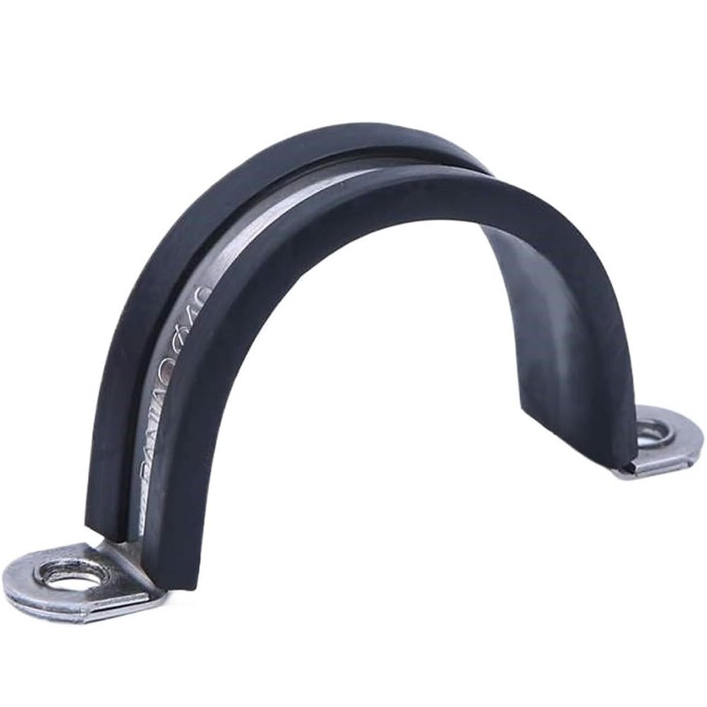 10-Piece 304 Stainless Steel Rubber-Lined U-Clips, Cable Fastening Hose Pipe Clamps, 28 mm