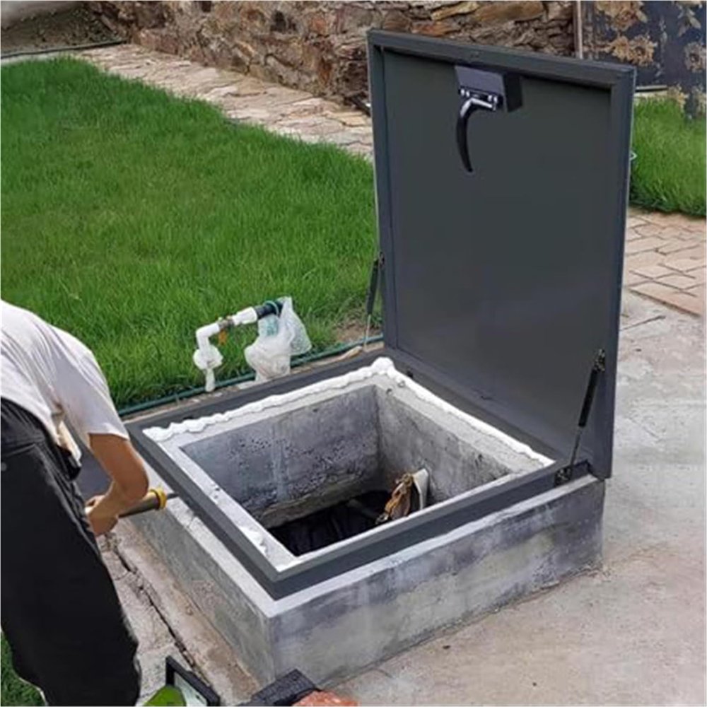 Galvanized Metal Roof Hatch Cover, Waterproof, 90 x 80 cm, Black