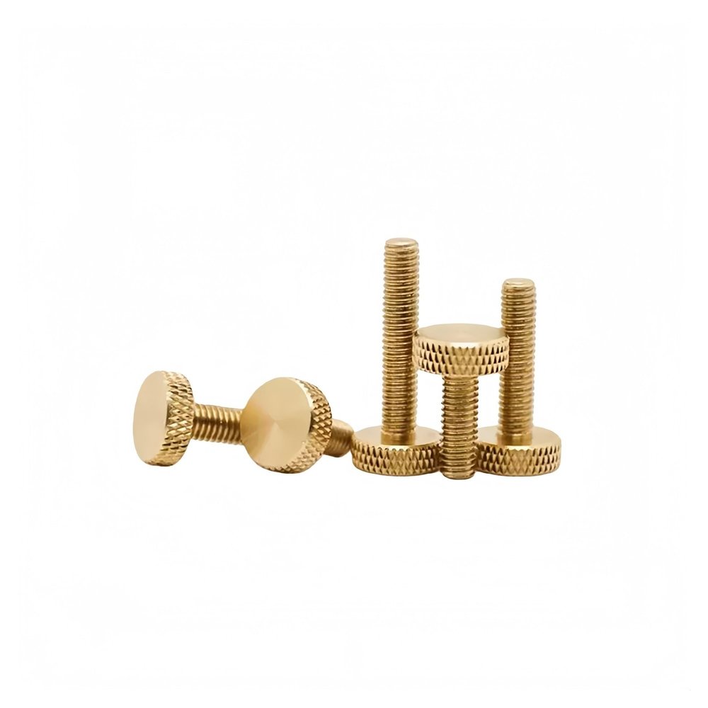 Brass Knurled Flat Round-Head Screws M3/M4/M5/M6 (10 pcs, M4 x 16)