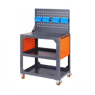 Heavy-Duty Tool Cart with Reinforced Shelves and Wheels, 3-Tier Multipurpose Steel Cart for Garage, Workshop, and Storage