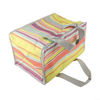 Portable Insulated Picnic Storage Bag with Double Straps and Plaid Oxford Fabric Design