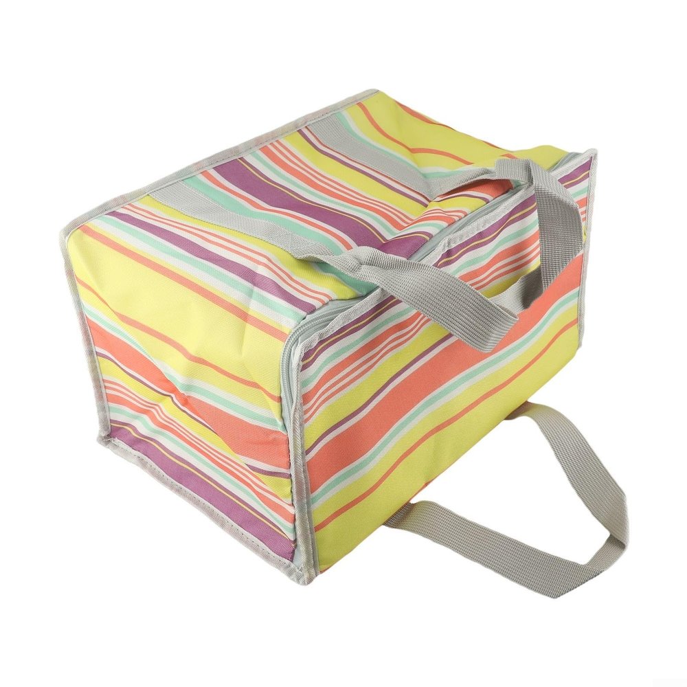 Portable Insulated Picnic Storage Bag with Double Straps and Plaid Oxford Fabric Design