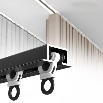 Curved Concealed Aluminum Ceiling Curtain Track, Quiet, Black, 140 cm