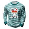 Men's Red and White Striped Long-Sleeve Carnival Top, Round Neck, Slim Fit, Y2K Style, Dark Green, XL view 4
