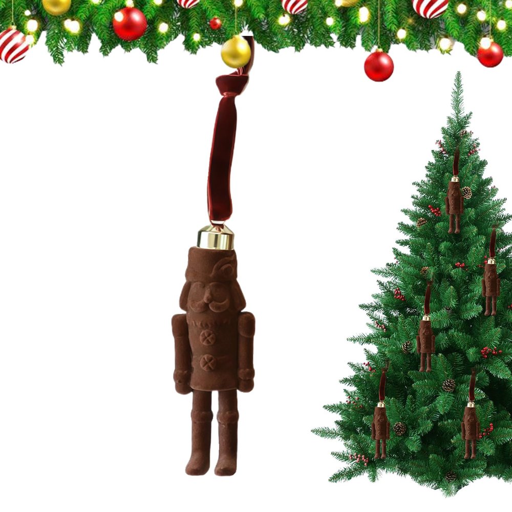 Flocked Nutcracker Ornaments - Winter Festive Decor