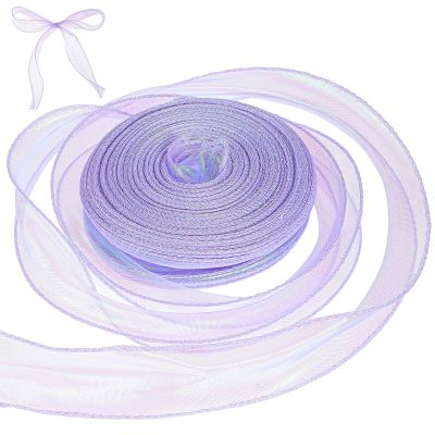 36m x 40mm Sheer Organza Ribbon in Purple