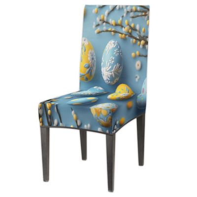 Mexpekil Stretch Chair Covers for Dining Chairs, Easter Egg and Willow Branch Pattern, High Back
