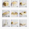 Brushed Gold Bathroom Accessory Set with Shelf, Towel Holder, Toilet Brush Holder and Double Toilet Paper Holder view 2