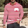 Men's Red and White Striped Long-Sleeve Crewneck Party Top, XL view 3