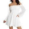 Women's Chiffon A-Line Purple Rapunzel Costume Dress, White Carnival Dress, Solid Color, Square Neck, Slim Fit, Long Sleeve, Spring/Summer Cocktail Dress view 1