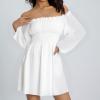 Women's Chiffon A-Line Purple Rapunzel Costume Dress, White Carnival Dress, Solid Color, Square Neck, Slim Fit, Long Sleeve, Spring/Summer Cocktail Dress view 2