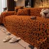 Leopard Sofa Cover for Sectional Sofas, Plush Fleece, Brown, 180 x 340 cm view 1