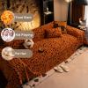 Leopard Sofa Cover for Sectional Sofas, Plush Fleece, Brown, 180 x 340 cm view 2