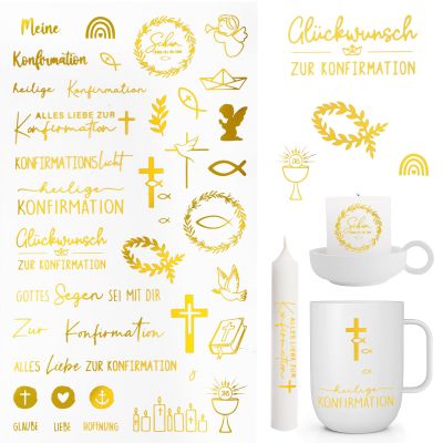 COMOOKA 5 Sheets Confirmation Stickers Gold