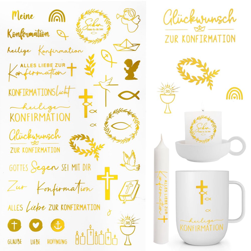COMOOKA 5 Sheets Confirmation Stickers Gold