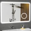 GIMBELEN LED Bathroom Mirror with Clock, 100 x 60 cm, 3 Light Colors, Dimmable, 3x Magnification, Anti-Fog, Memory Function, IP44 Waterproof view 1