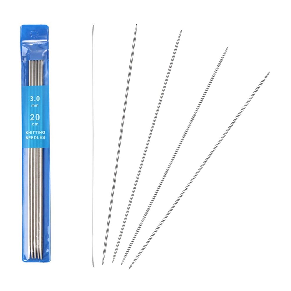 5-Piece 3mm Stainless Steel Knitting Needle Set
