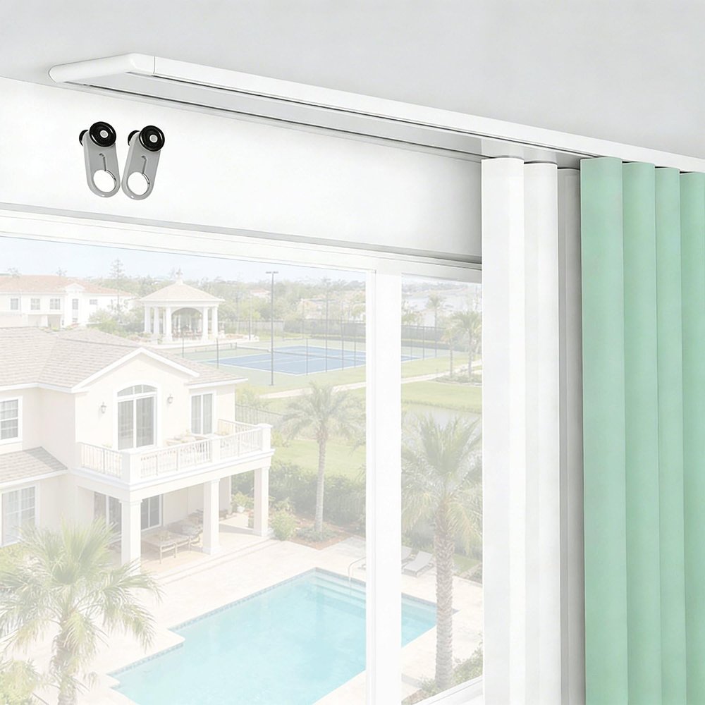 TFEHXYZU Ceiling-Mount Double Curtain Track, White, Aluminum, 6 m/19.69 ft