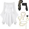 Women's Pirate Costume Set, Off-Shoulder Dress with Corset, Headscarf and Waist Sash view 2