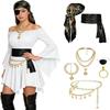 Women's Pirate Costume Set, Off-Shoulder Dress with Corset, Headscarf and Waist Sash view 4