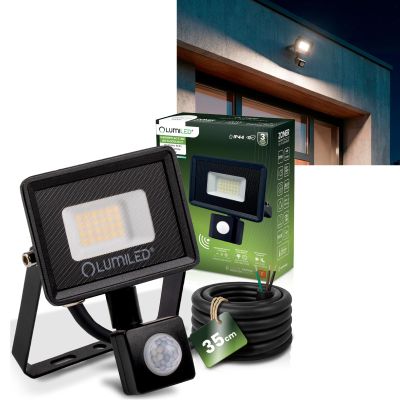 Lumiled 20W LED Floodlight, 1800 lm, 4000K, IP44, Motion and Dusk Sensor