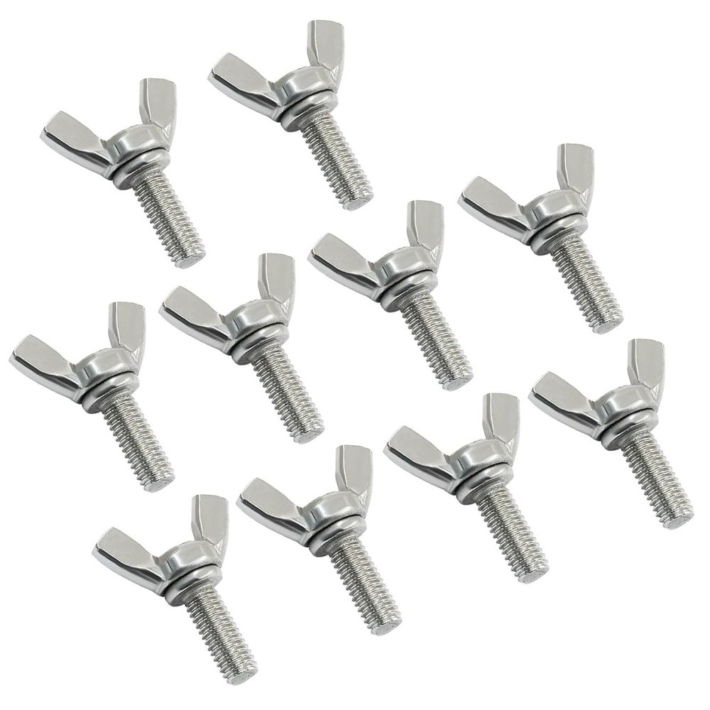10 M10 x 30 mm Stainless Steel Wing Screws