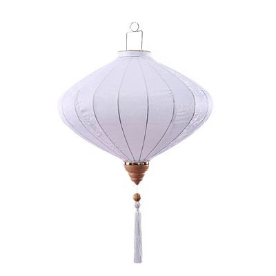 Traditional Oval Silk Lantern, 12-Inch White Chinese Lantern, Waterproof, for Indoor and Outdoor Hanging, Triangle