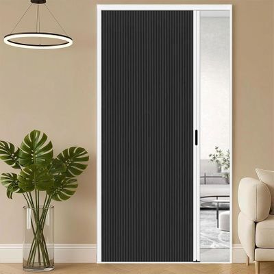 yurstcggh Interior Folding Door with Frame, Accordion Door, Custom Size, Black