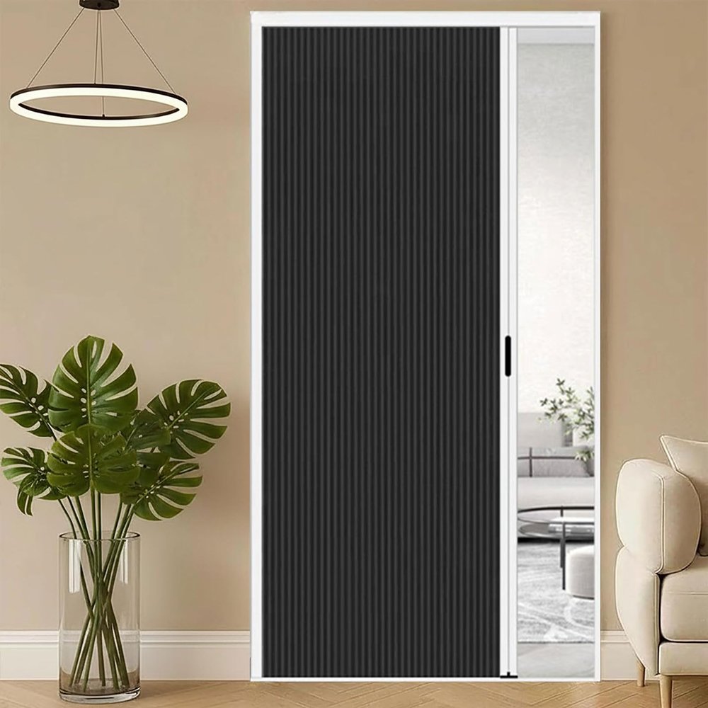 yurstcggh Interior Folding Door with Frame, Accordion Door, Custom Size, Black