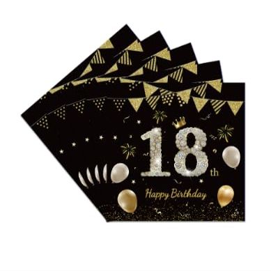 40 Pack Birthday Napkins, Paper Party Napkins for Girls