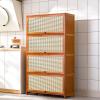Multifunctional Wooden Credenza, Freestanding Ventilated Storage Cabinet with 5 Shelves, for Living Room, Kitchen or Dining Room (H 140 cm) view 1