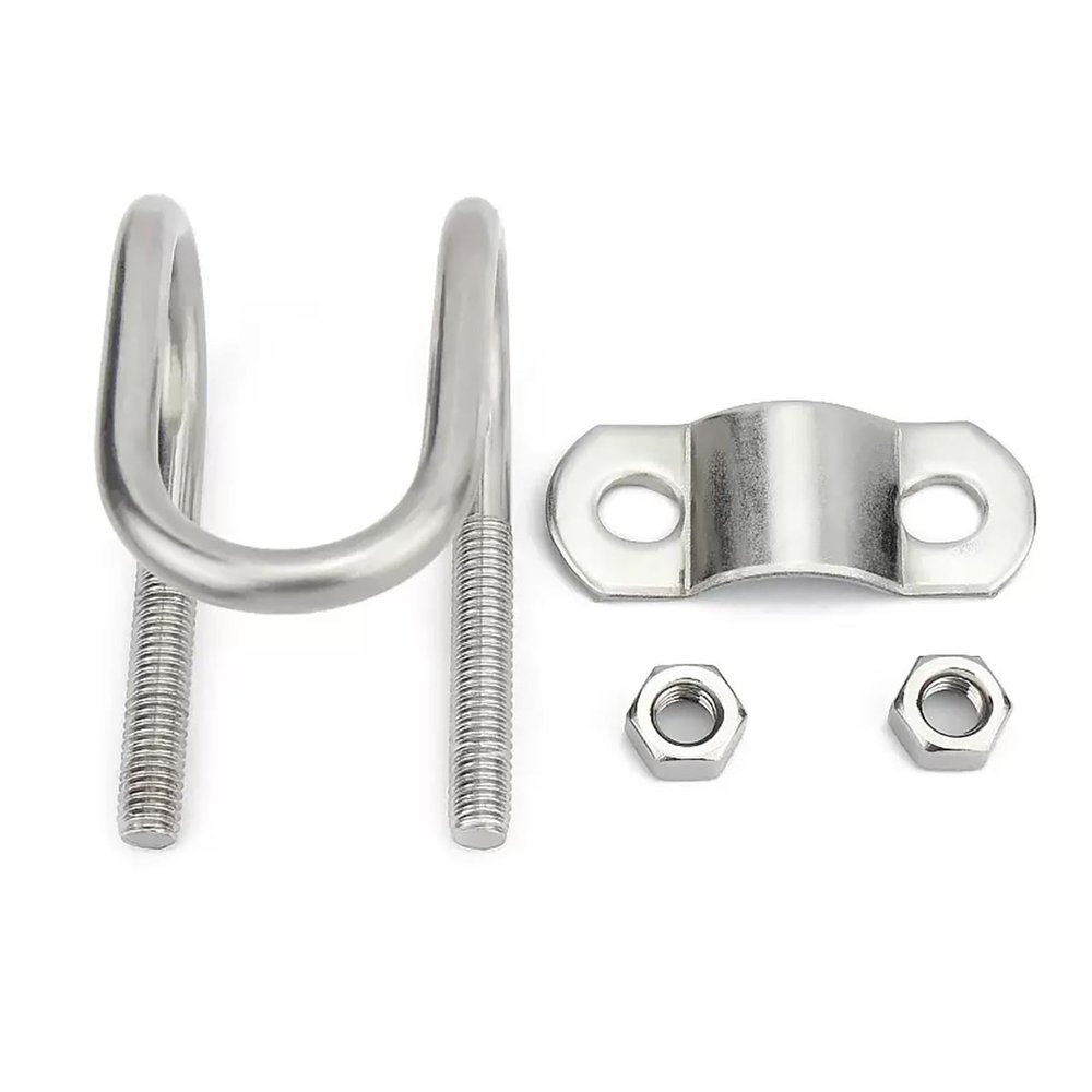304 Stainless Steel Double U-Shaped Cross Pipe Clamp, M6 × 32 × 32