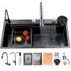 Stainless Steel Kitchen Sink, 75 x 50 cm, with Waterfall Faucet, 1 Bowl, Undermount Design view 1