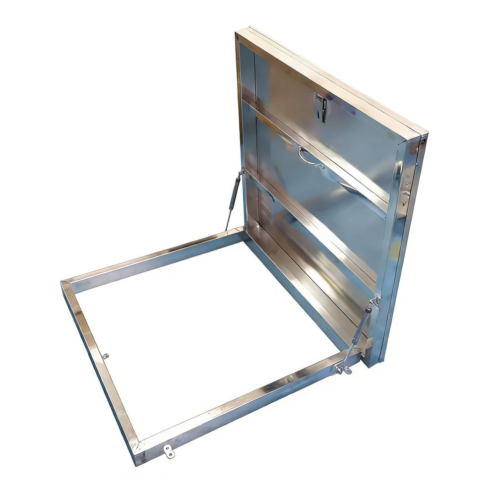 Hydraulic Buffer Rods for Basement Hatch Cover, 304 Stainless Steel Attic Hatch with Locking Clip, Roof Access Door (68 x 68 cm)