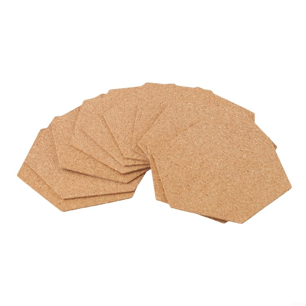 Set of 10 Hexagonal Cork Coasters