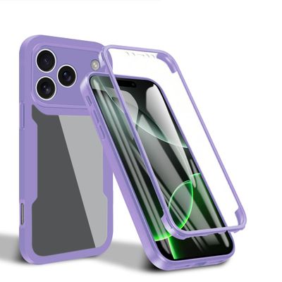 Case for Realme 15/Realme 15 Pro with Built-In Tempered Glass Screen and Camera Protectors, 360° Shockproof Full-Body Case - Purple