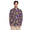 Men's Paisley Long-Sleeve Hooded Rash Guard, Yellow Gold Flower, XXL view 1