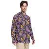 Men's Paisley Long-Sleeve Hooded Rash Guard, Yellow Gold Flower, XXL view 2